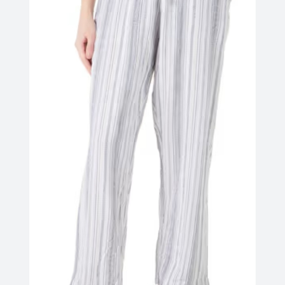 Dash Blue and White Striped Loose Fit Linen Pants With Pockets Size XL